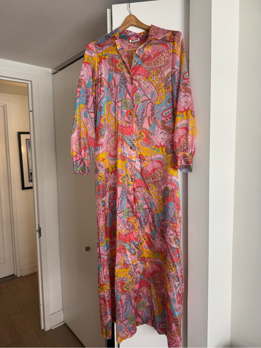 Dior Pink Multi Paisley Button-Front Maxi Dress